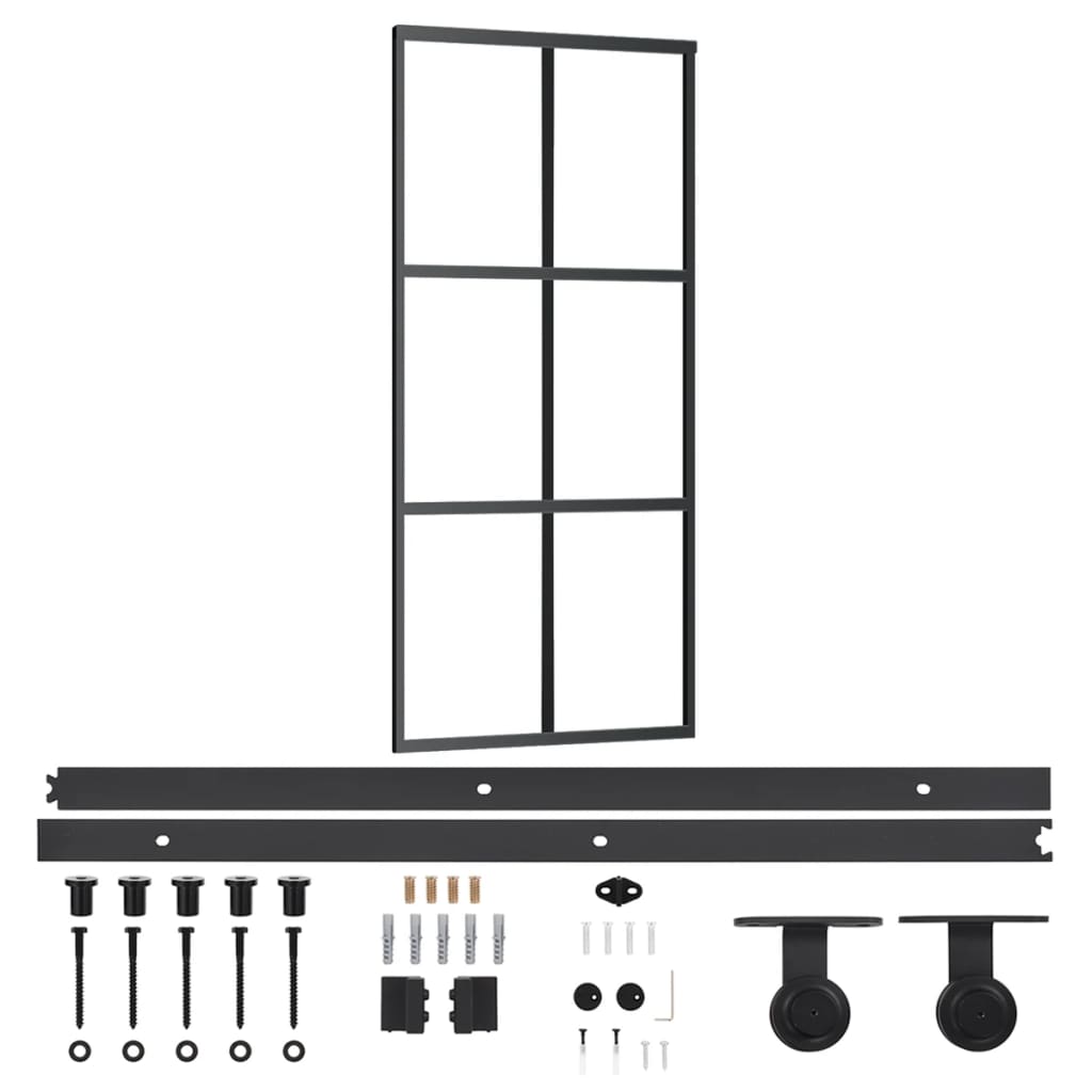 vidaXL Liukuovi asennustarvikkeilla ESG lasi ja alumiini 90x205 cm