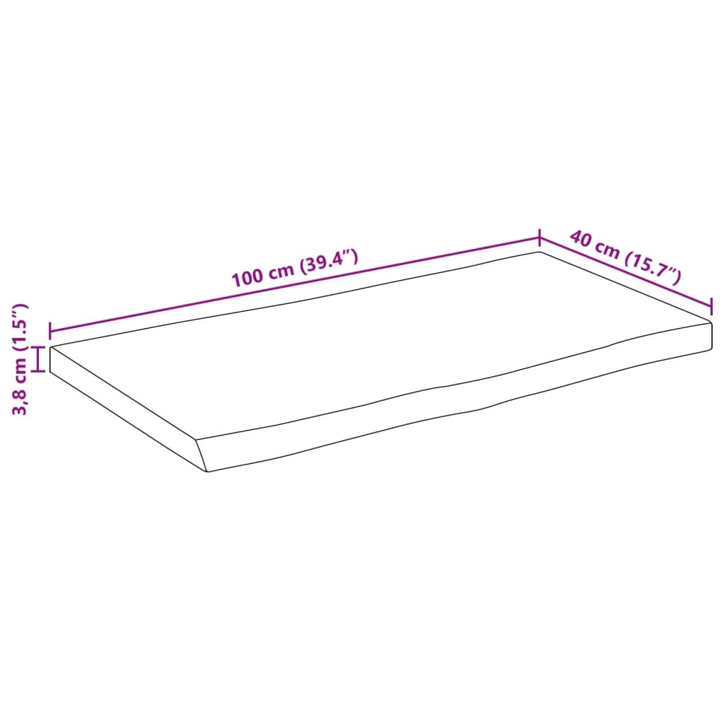 vidaXL Pöytälevy 100x40x3,8 cm elävä reuna täysi mangopuu