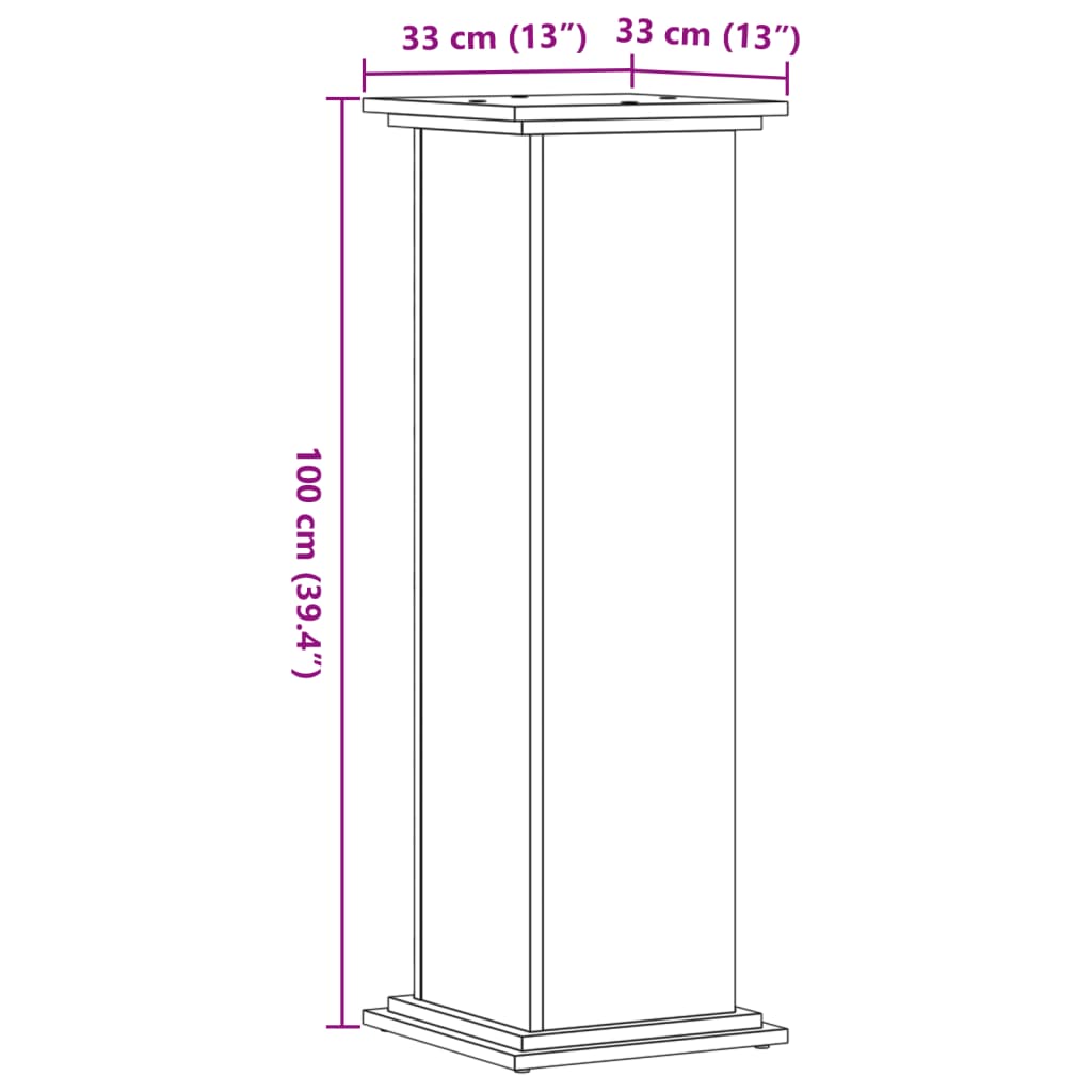 vidaXL Kasviteline artesaani tammi 33x33x100 cm tekninen puu