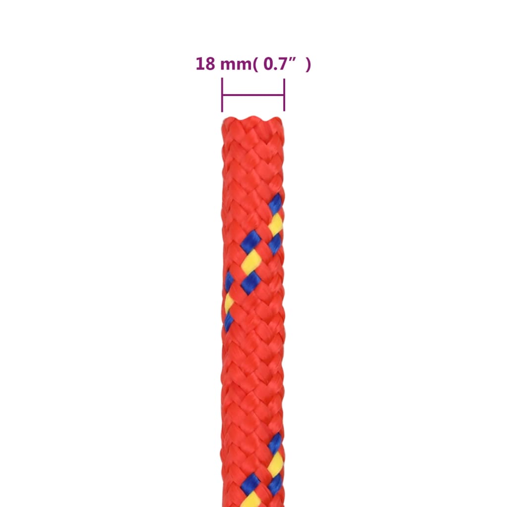 vidaXL Veneköysi punainen 18 mm 25 m polypropeeni