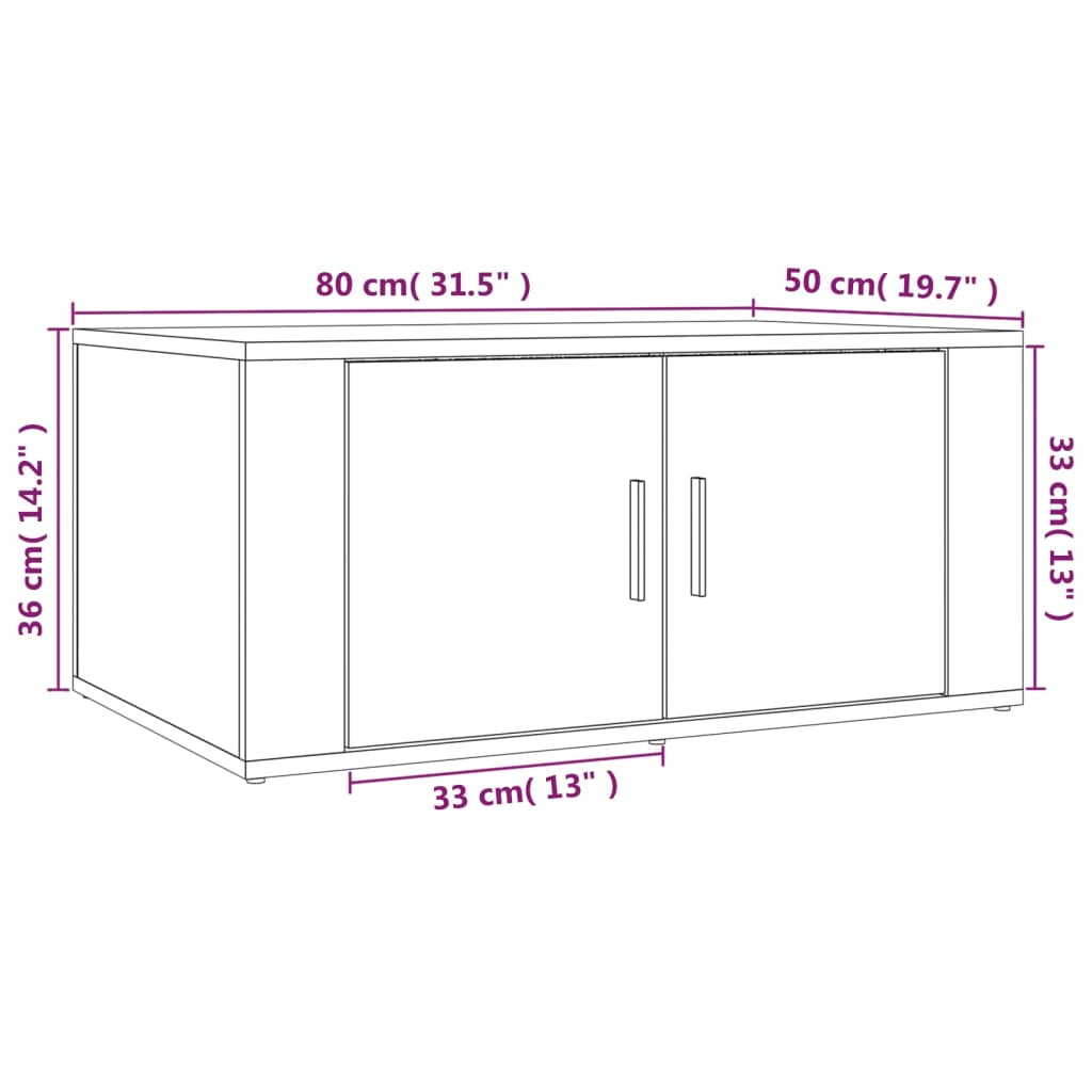 vidaXL Sohvapöytä musta 80x50x36 cm tekninen puu