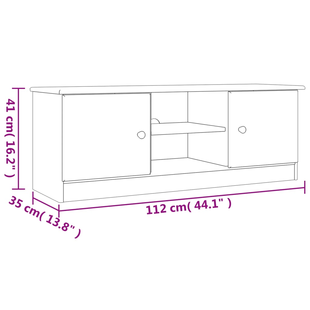 vidaXL TV-taso ALTA valkoinen 112x35x41 cm täysi mänty