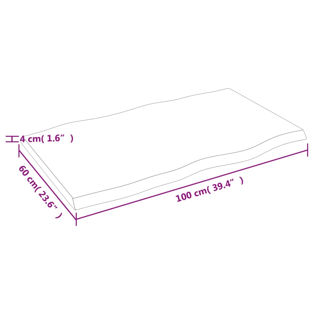 vidaXL Pöytälevy 100x60x(2-4) cm käsittelemätön täysi puu elävä reuna