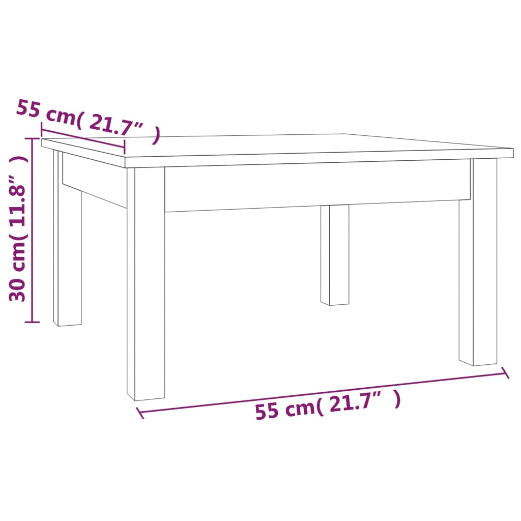 vidaXL Sohvapöytä harmaa 55x55x30 cm täysi mänty