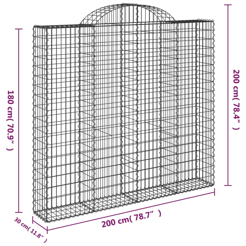 vidaXL Kaarevat kivikorit 5 kpl 200x30x180/200 cm galvanoitu rauta