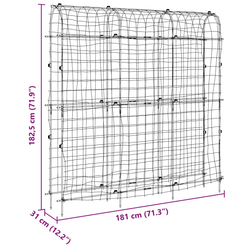 vidaXL Puutarhasäleikkö köynnöskasveille U-runko 181x31x182,5 cm teräs