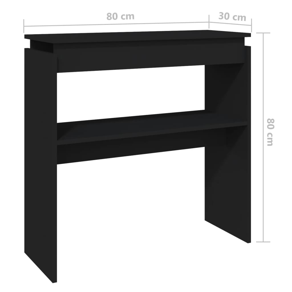 vidaXL Konsolipöytä musta 80x30x80 cm teknisestä puusta