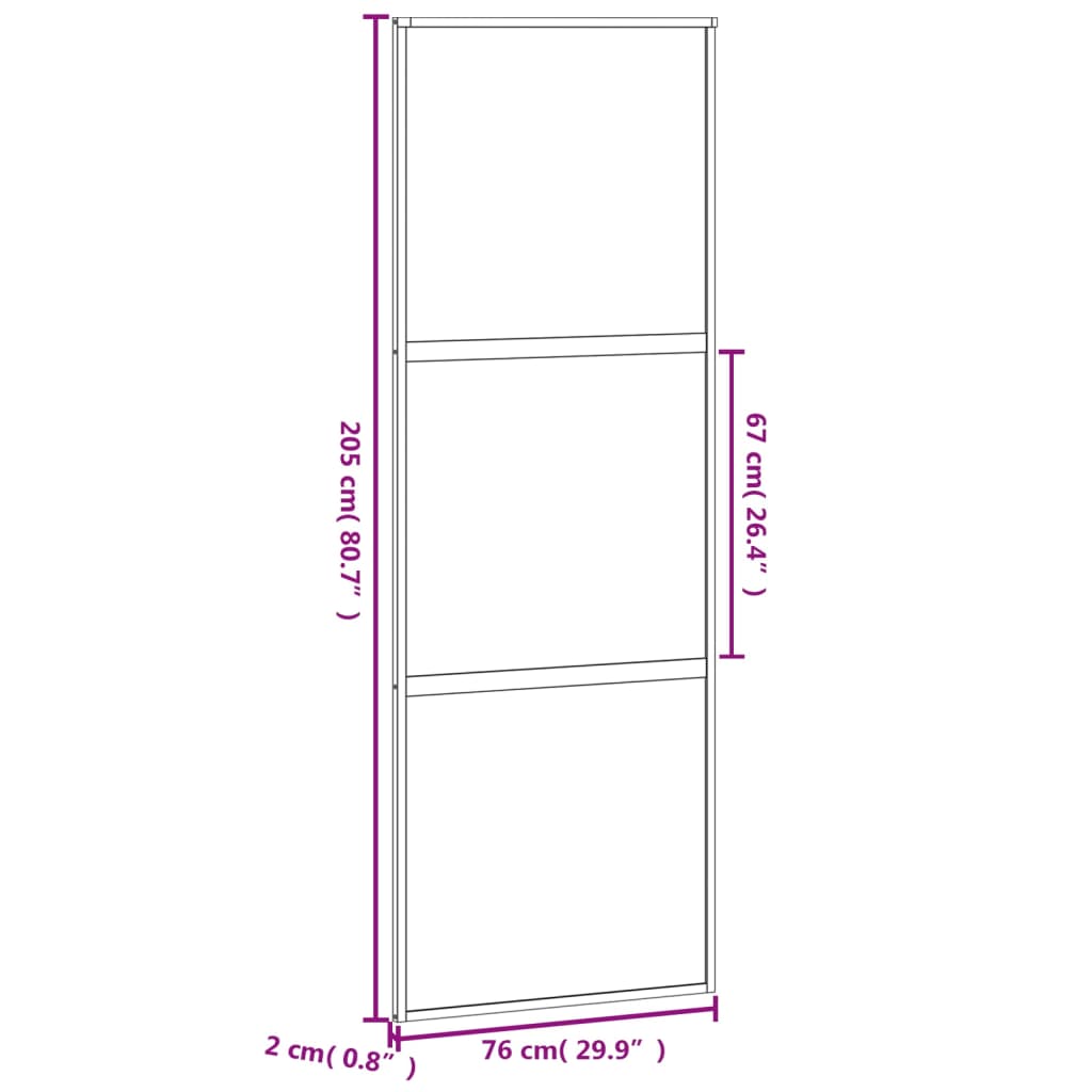 vidaXL Liukuovi valkoinen 76x205 cm karkaistu lasi ja alumiini