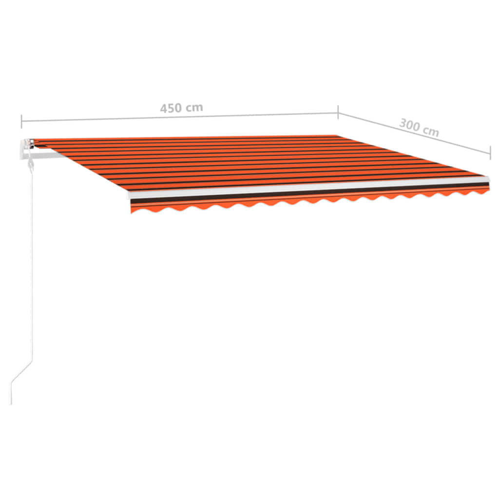 vidaXL Manuaalisesti kelattava markiisi tolpilla 4,5x3m oranssi/ruskea