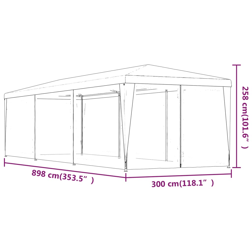 vidaXL Juhlateltta 8 verkkosivuseinää antrasiitti 3x9 m HDPE