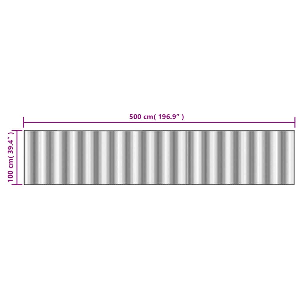 vidaXL Matto suorakaide ruskea 100x500 cm bambu