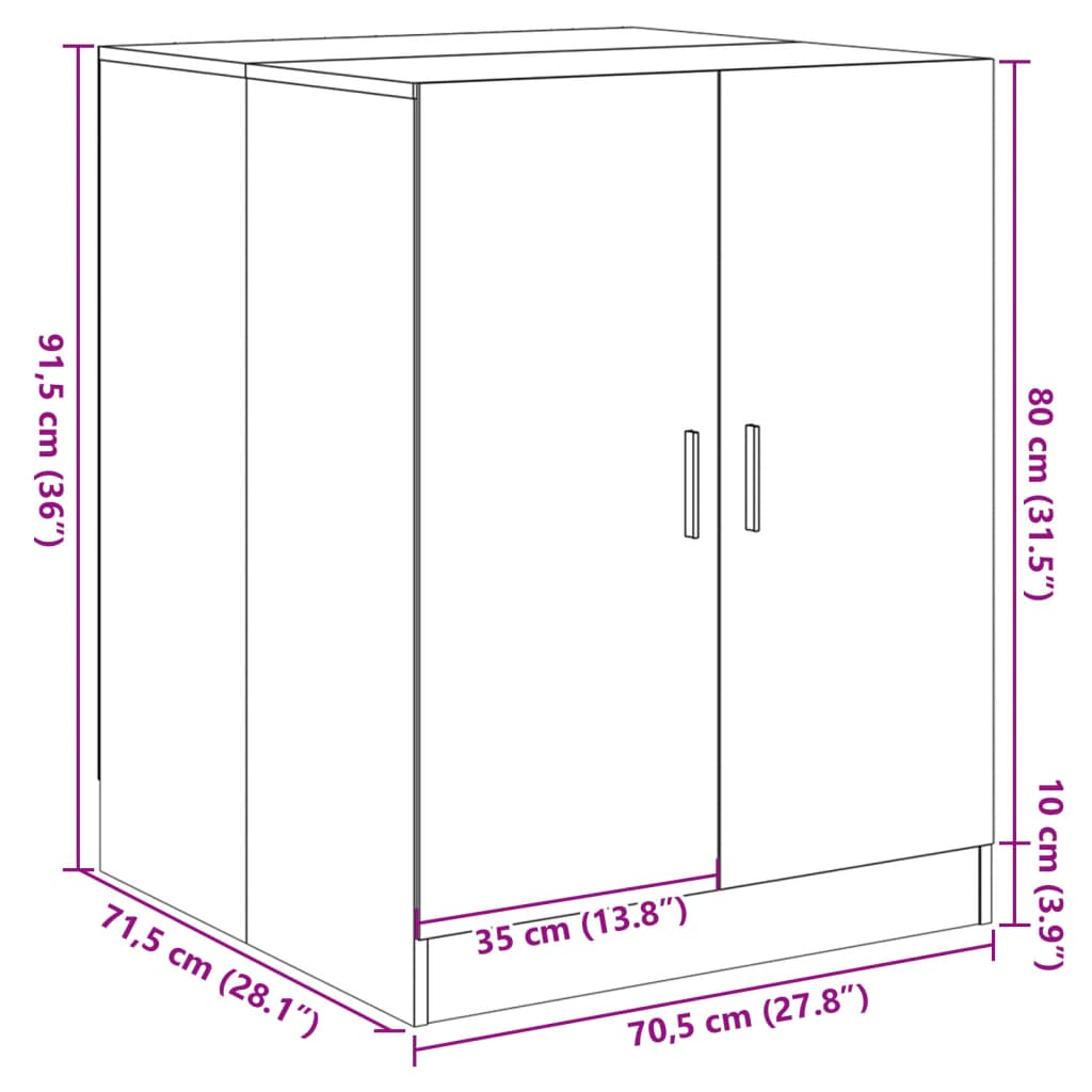 vidaXL Pesukonekaappi Sonoma-tammi 70,5x71,5x91,5 cm