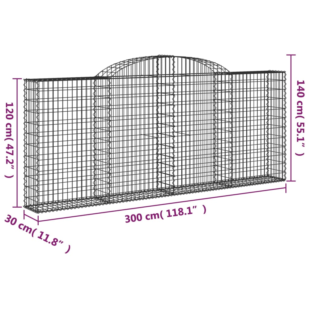 vidaXL Kaarevat kivikorit 11 kpl 300x30x120/140 cm galvanoitu rauta