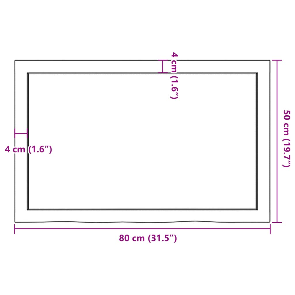 vidaXL Pöytälevy 80x50x(2-6) cm käsittelemätön täystammi