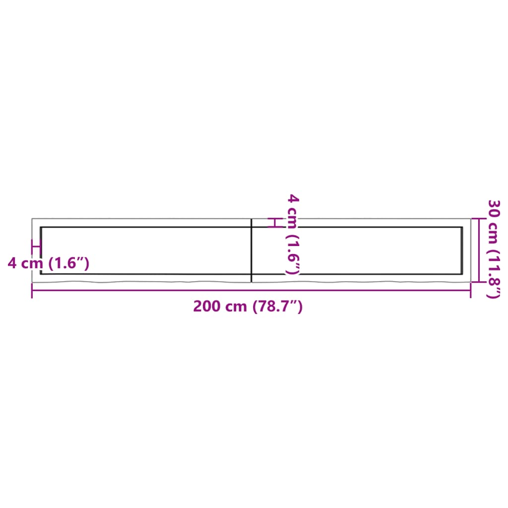 vidaXL Seinähylly vaaleanruskea 200x30x(2-4) cm käsitelty täystammi