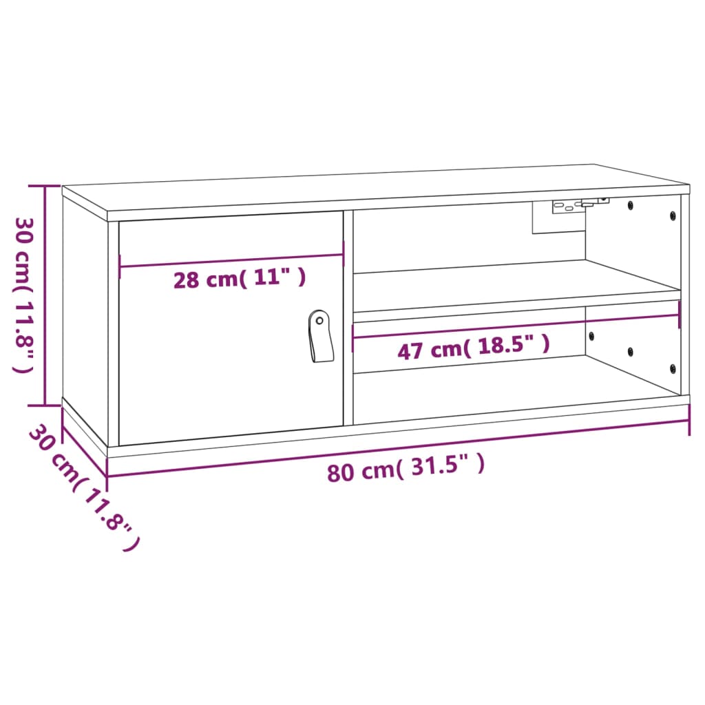 vidaXL Seinäkaapit 2 kpl harmaa 80x30x30 cm täysi mänty