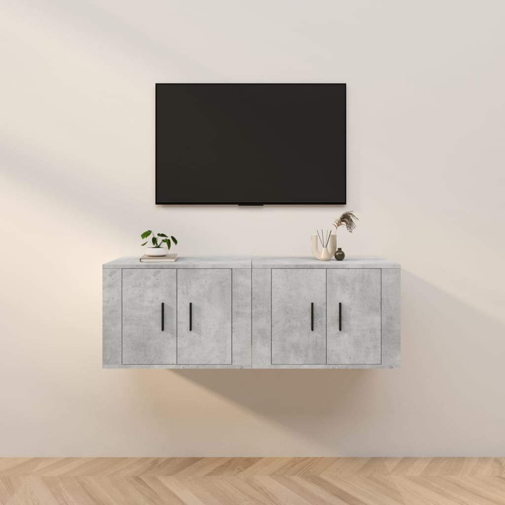 vidaXL Seinäkiinnitettävät TV-kaapit 2 kpl betoninharmaa 57x34,5x40 cm