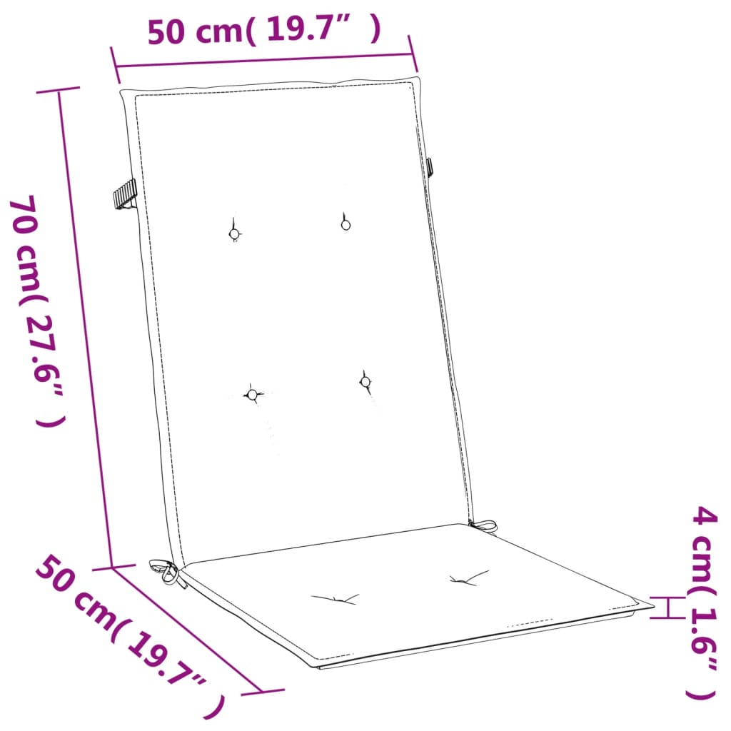 vidaXL Korkeaselkätuolin tyynyt 4 kpl sininen 120x50x4 cm kangas