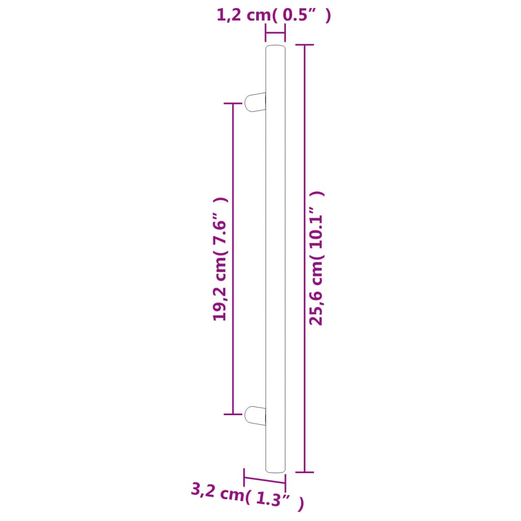 vidaXL Kaapin kahvat 10 kpl hopea 192 mm ruostumaton teräs