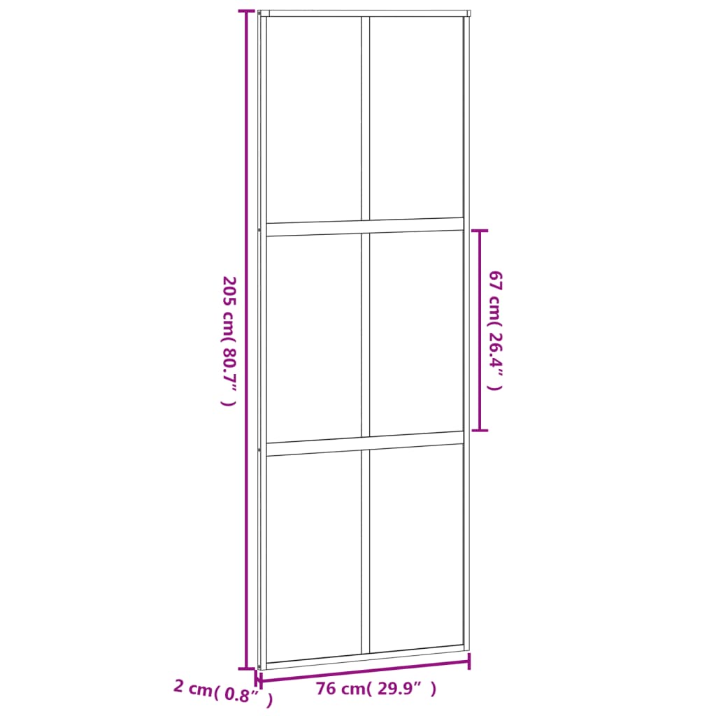 vidaXL Liukuovi musta 76x205 cm karkaistu lasi ja alumiini