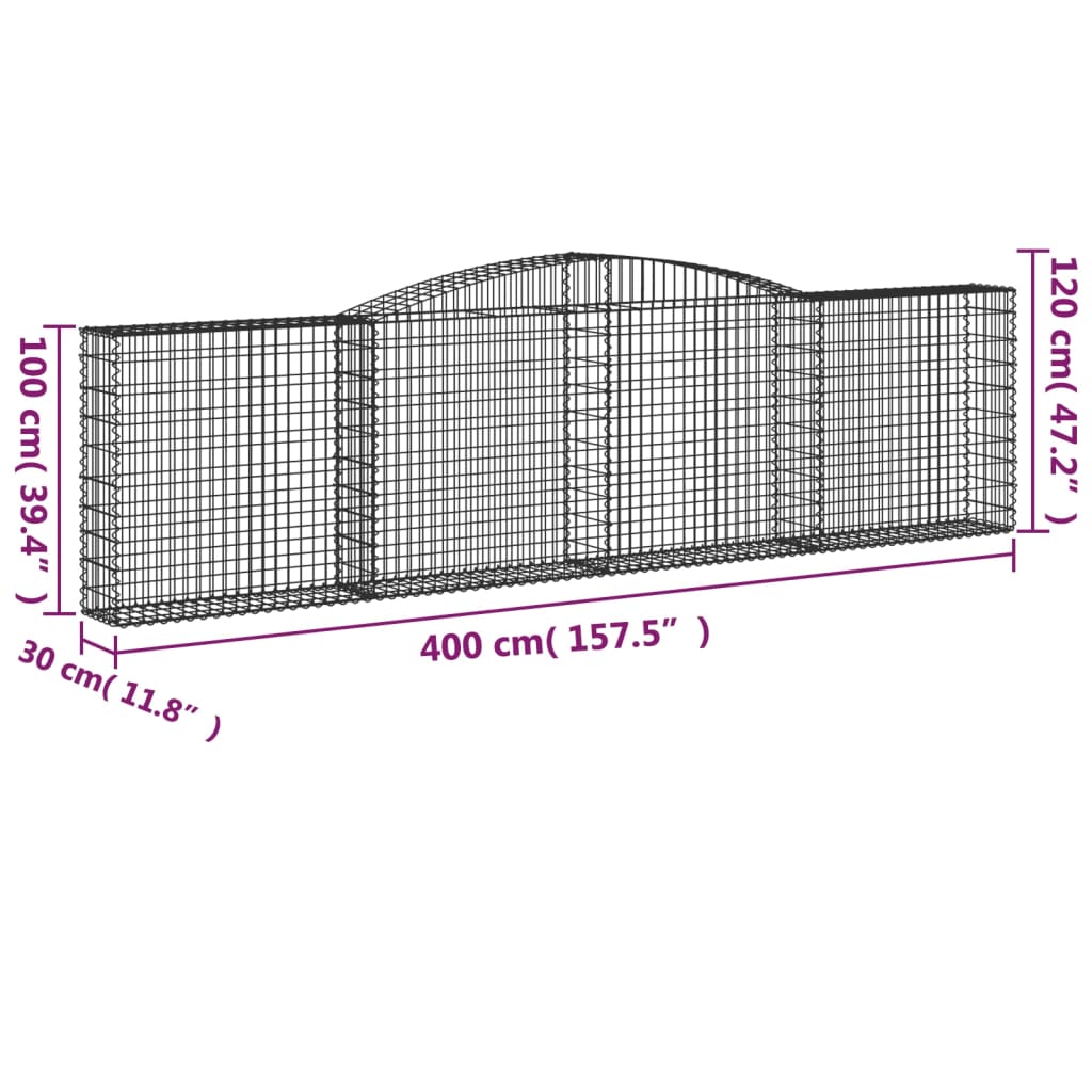 vidaXL Kaarevat kivikorit 5 kpl 400x30x100/120 cm galvanoitu rauta