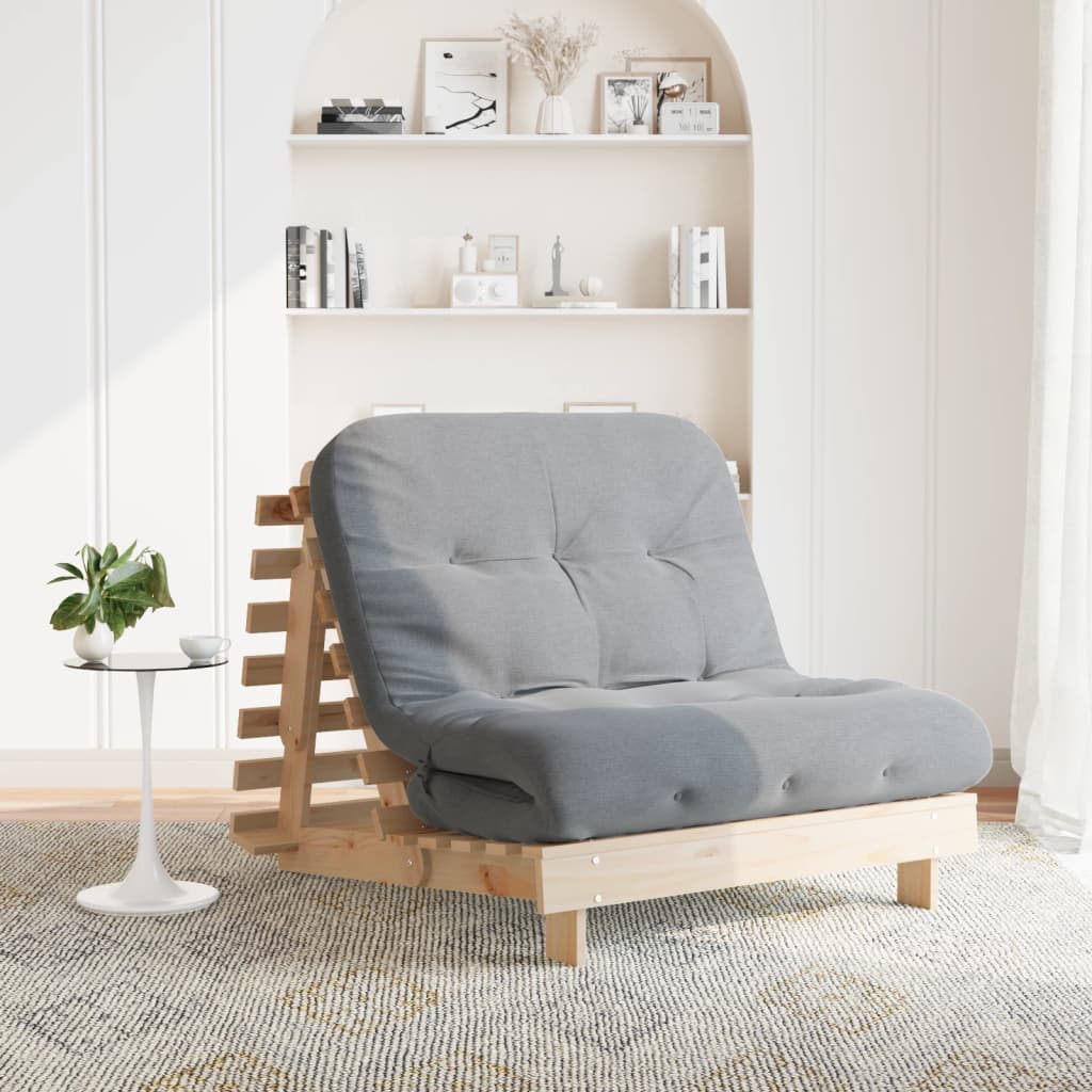 vidaXL Futon vuodesohva patjalla 100x206x11 cm täysi mänty