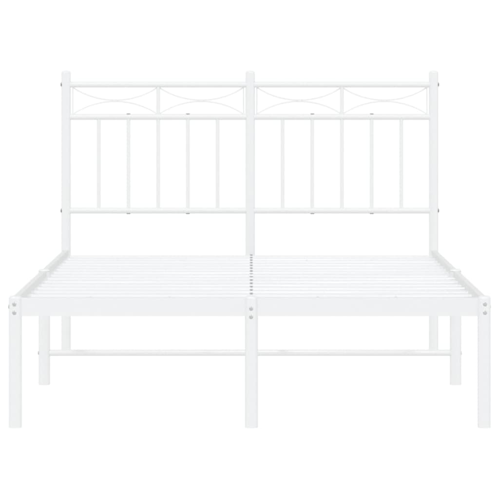 vidaXL Metallinen sängynrunko päädyllä valkoinen 120x200 cm