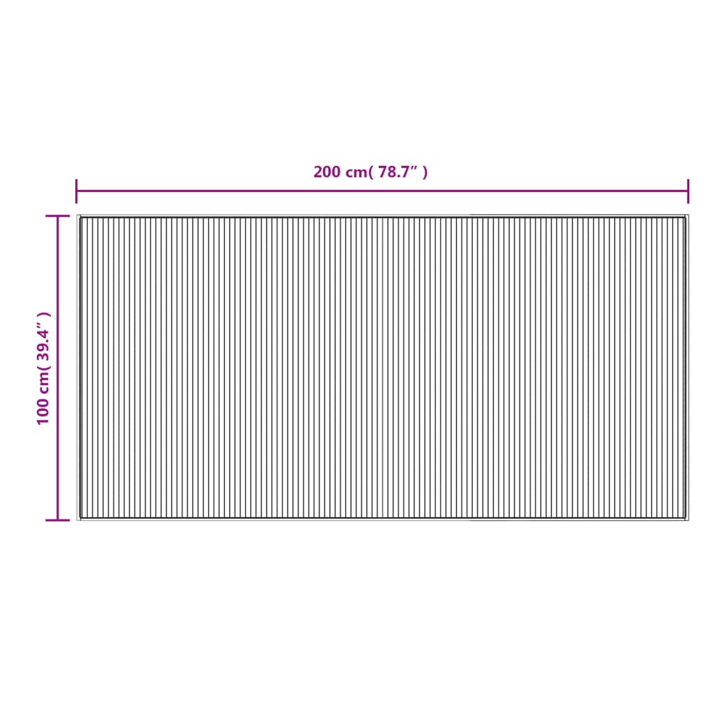 vidaXL Matto suorakaide ruskea 100x200 cm bambu