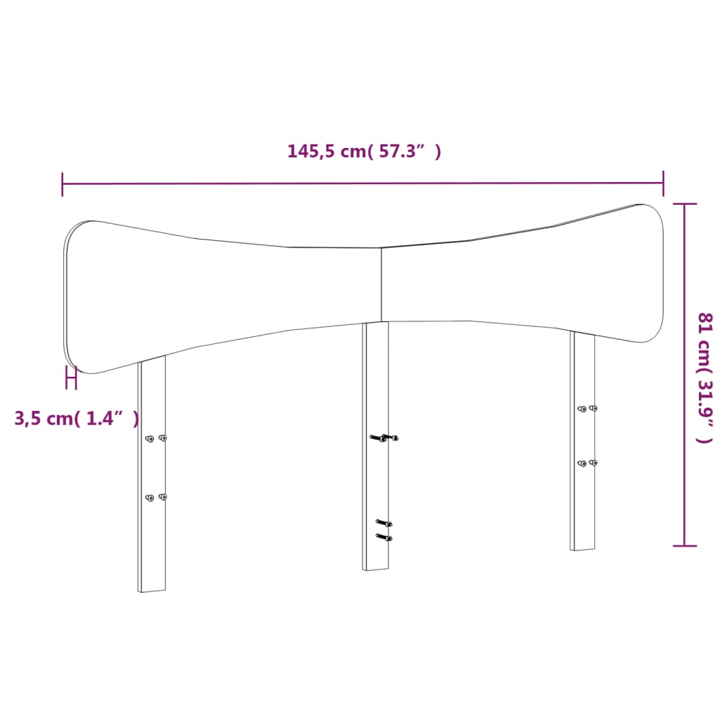 vidaXL Sängynpääty valkoinen 140 cm täysi mänty