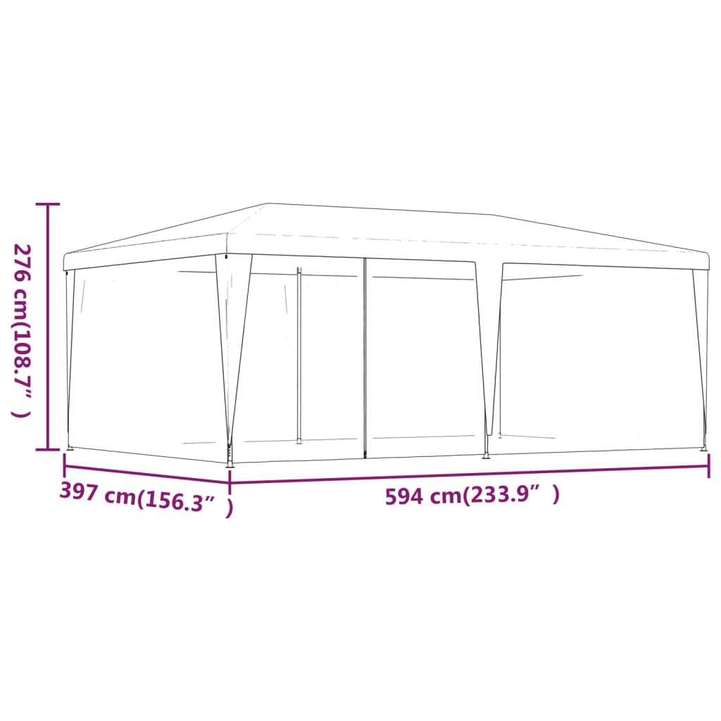 vidaXL Juhlateltta 6 verkkosivuseinää sininen 6x4 m HDPE