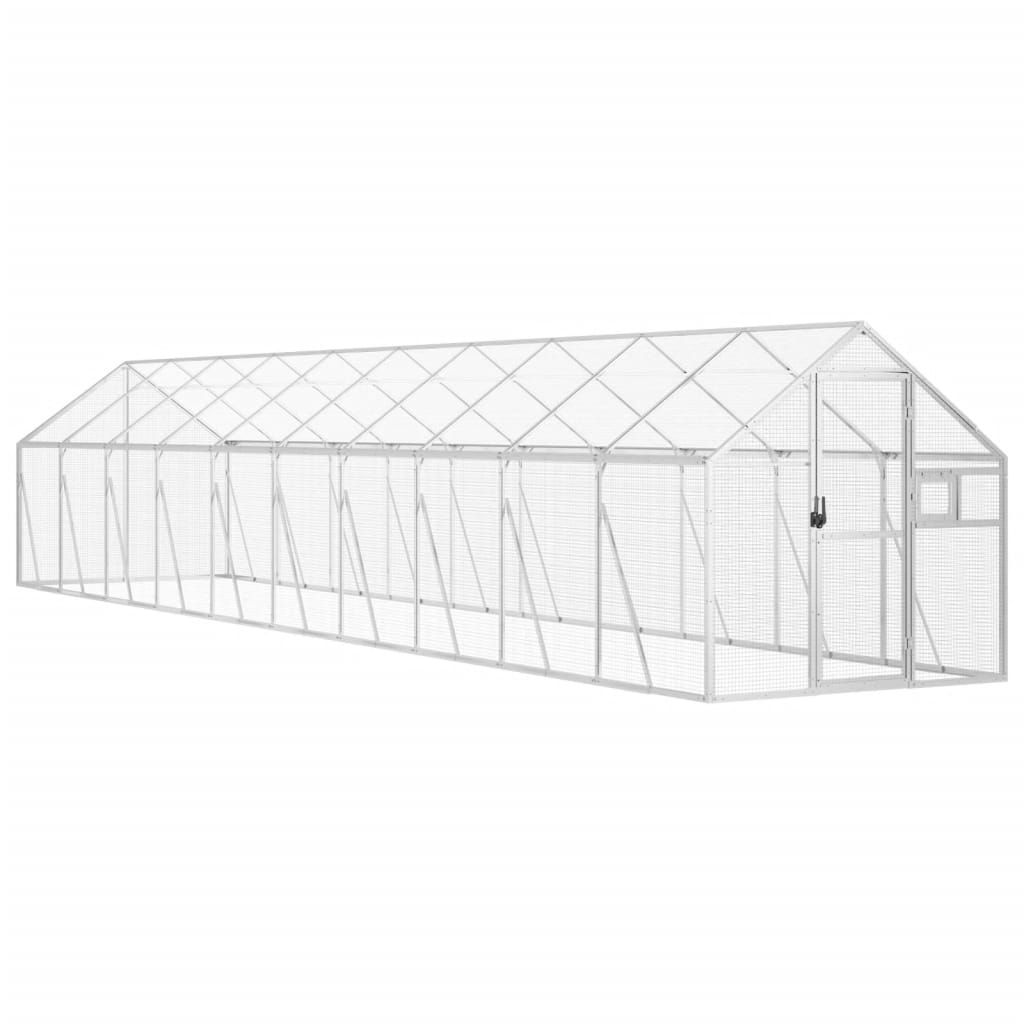 vidaXL Aviaario hopea 1,79x10x1,85 m alumiini