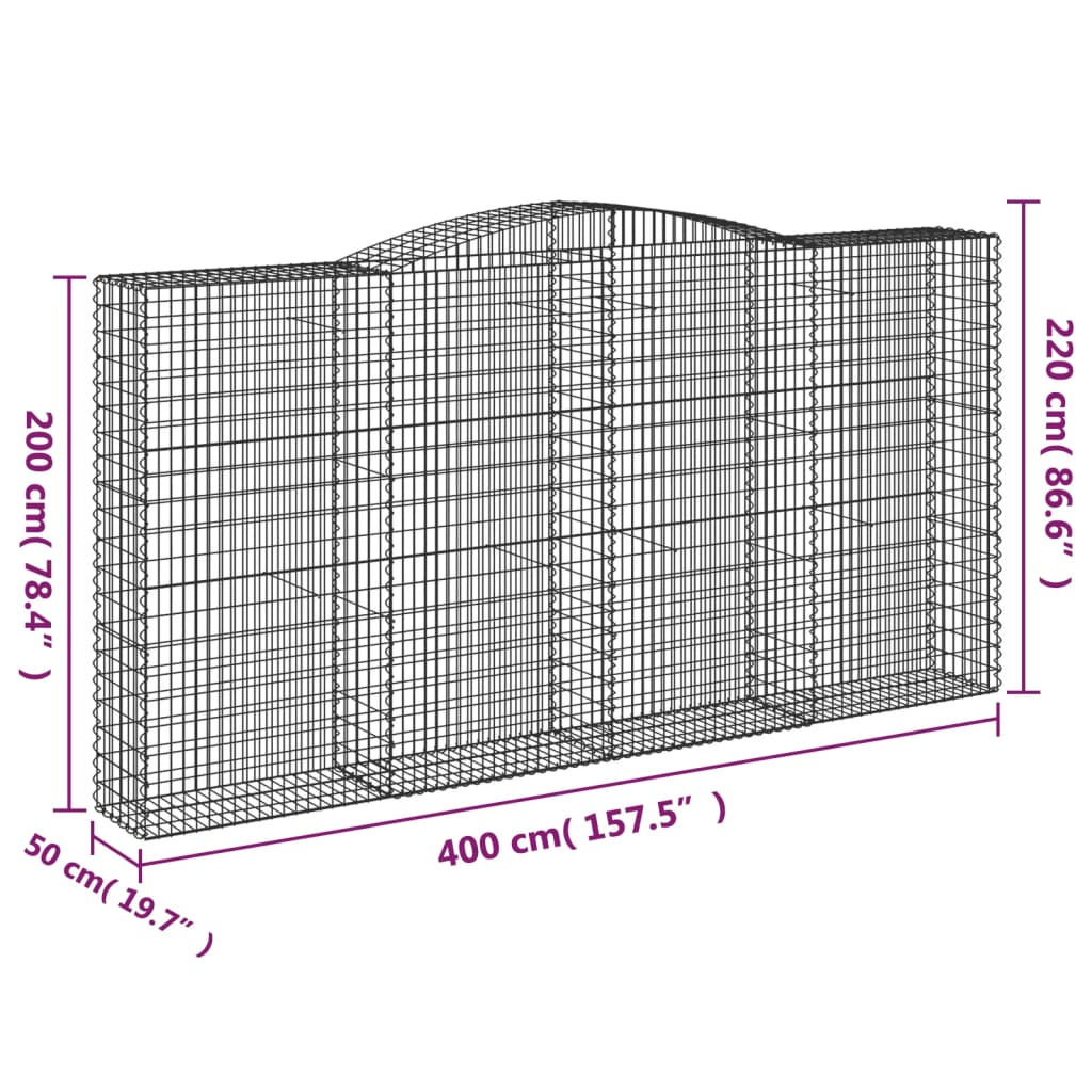 vidaXL Kaarevat kivikorit 6 kpl 400x50x200/220 cm galvanoitu rauta