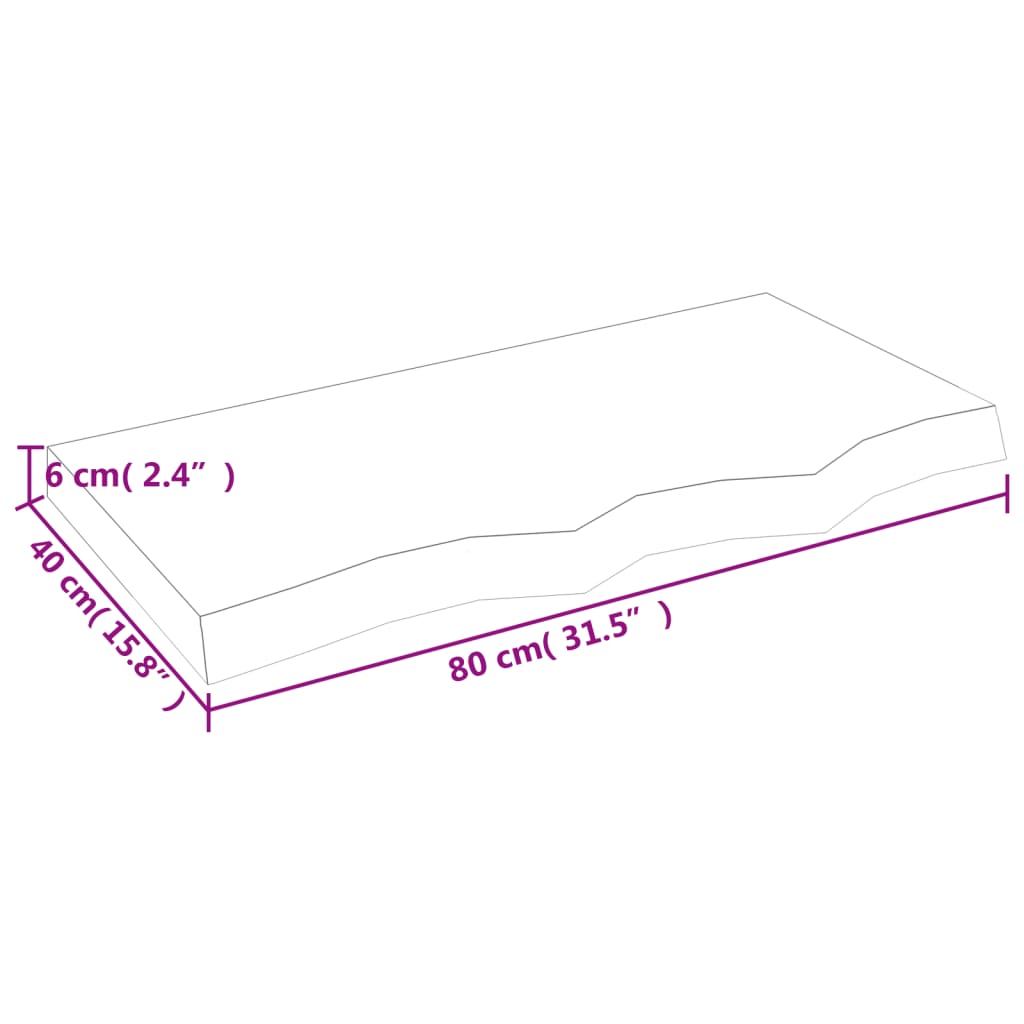 vidaXL Kylpyhuoneen työtaso t.ruskea 80x40x(2-6)cm käsitelty täyspuu