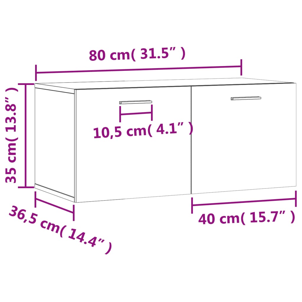 vidaXL Seinäkaappi betoninharmaa 80x36,5x35 cm tekninen puu