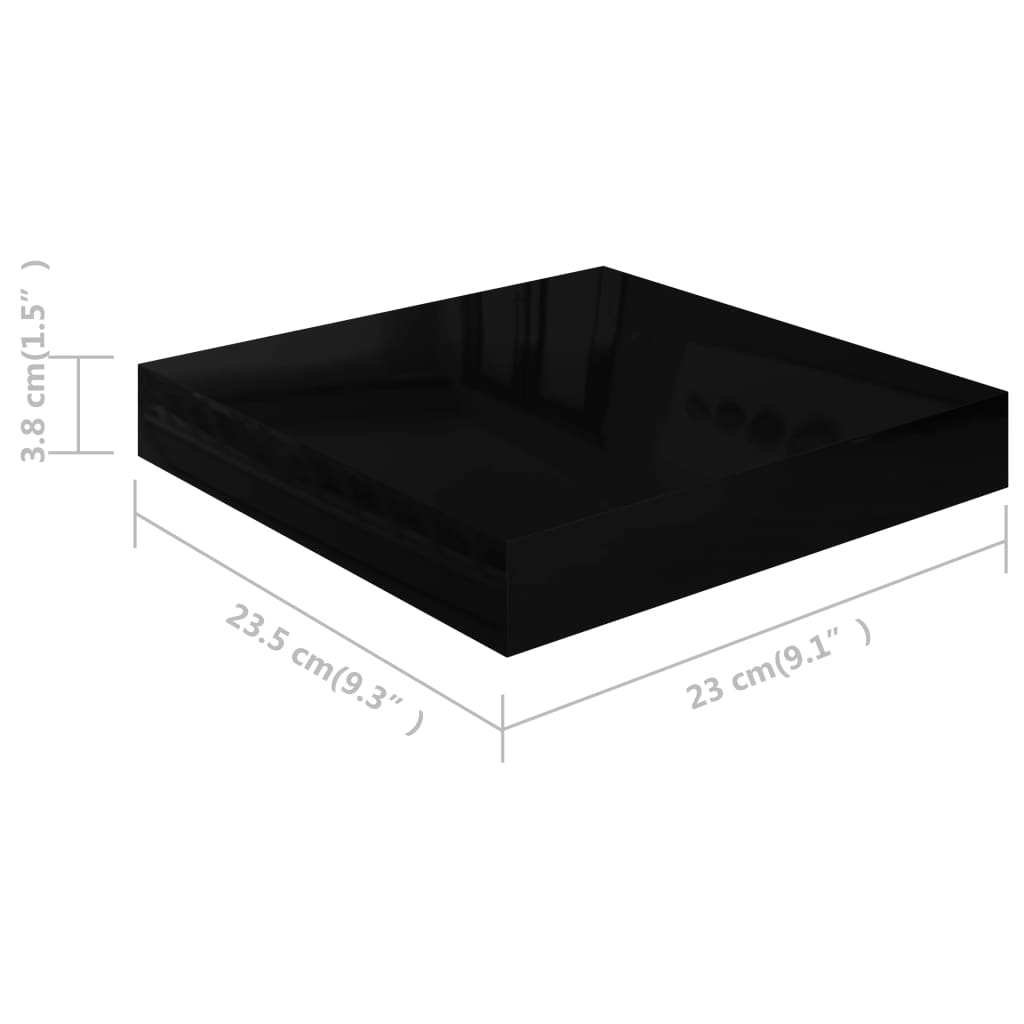 vidaXL Kelluvat seinähyllyt 4 kpl korkeak. musta 23x23,5x3,8 cm MDF