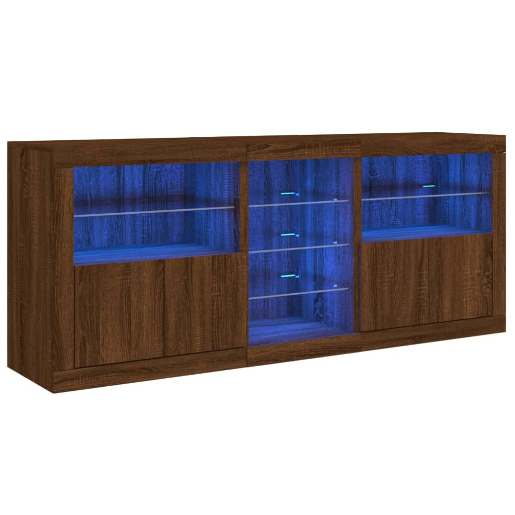 vidaXL Senkki LED-valoilla ruskea tammi 162x37x67 cm