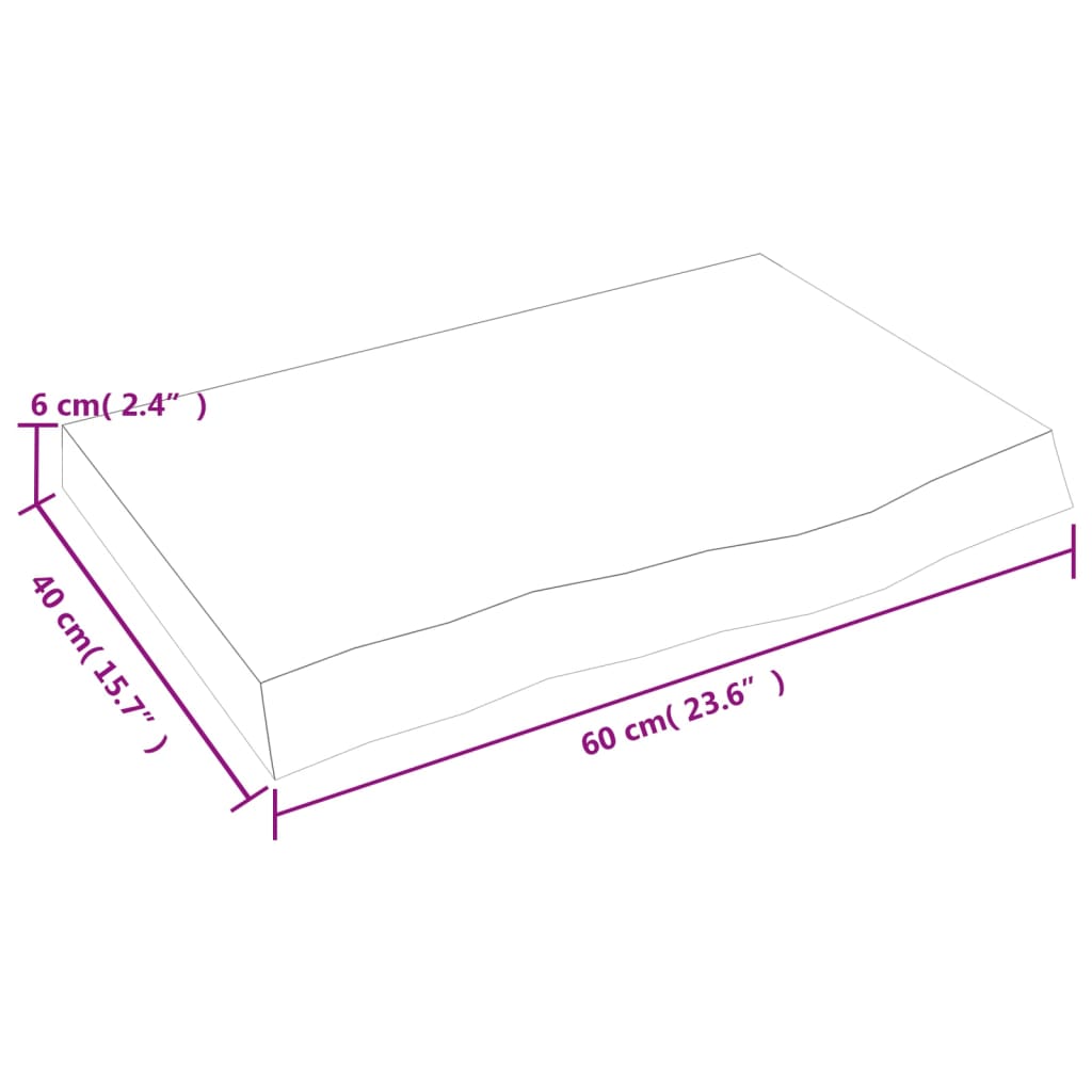 vidaXL Kylpyhuoneen työtaso t.ruskea 60x40x(2-6)cm käsitelty täyspuu