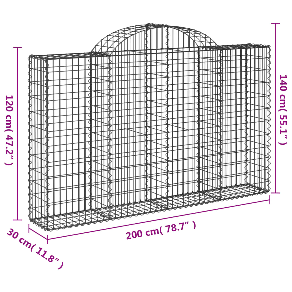 vidaXL Kaarevat kivikorit 18 kpl 200x30x120/140 cm galvanoitu rauta