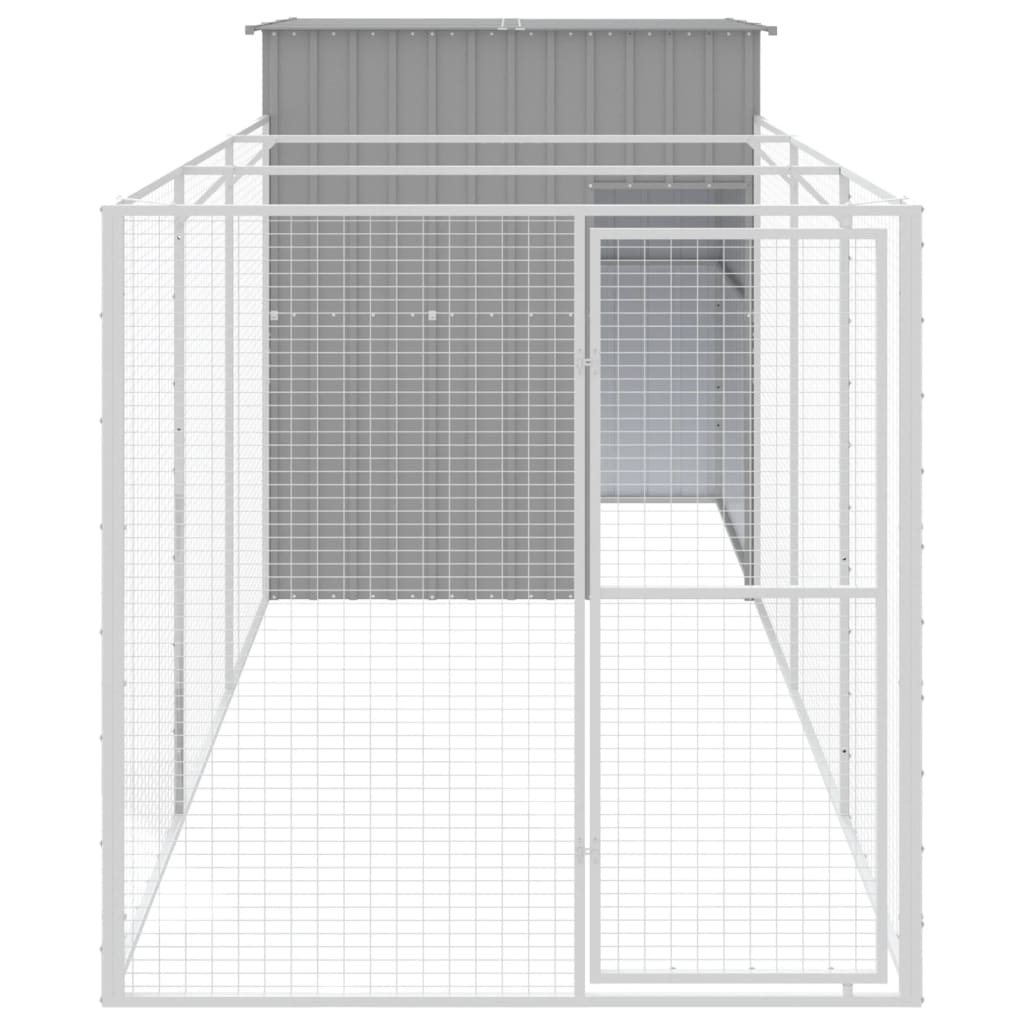 vidaXL Koirankoppi/ulkotila v.harmaa 165x455x181 cm galvanoitu teräs