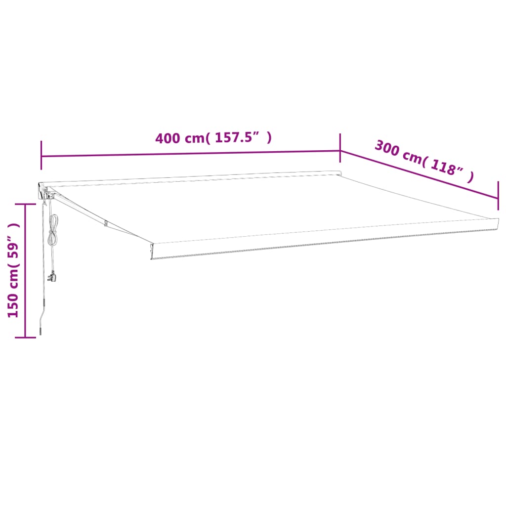 vidaXL Sisäänkelattava markiisi keltavalkoinen 4x3 m kangas/alumiini