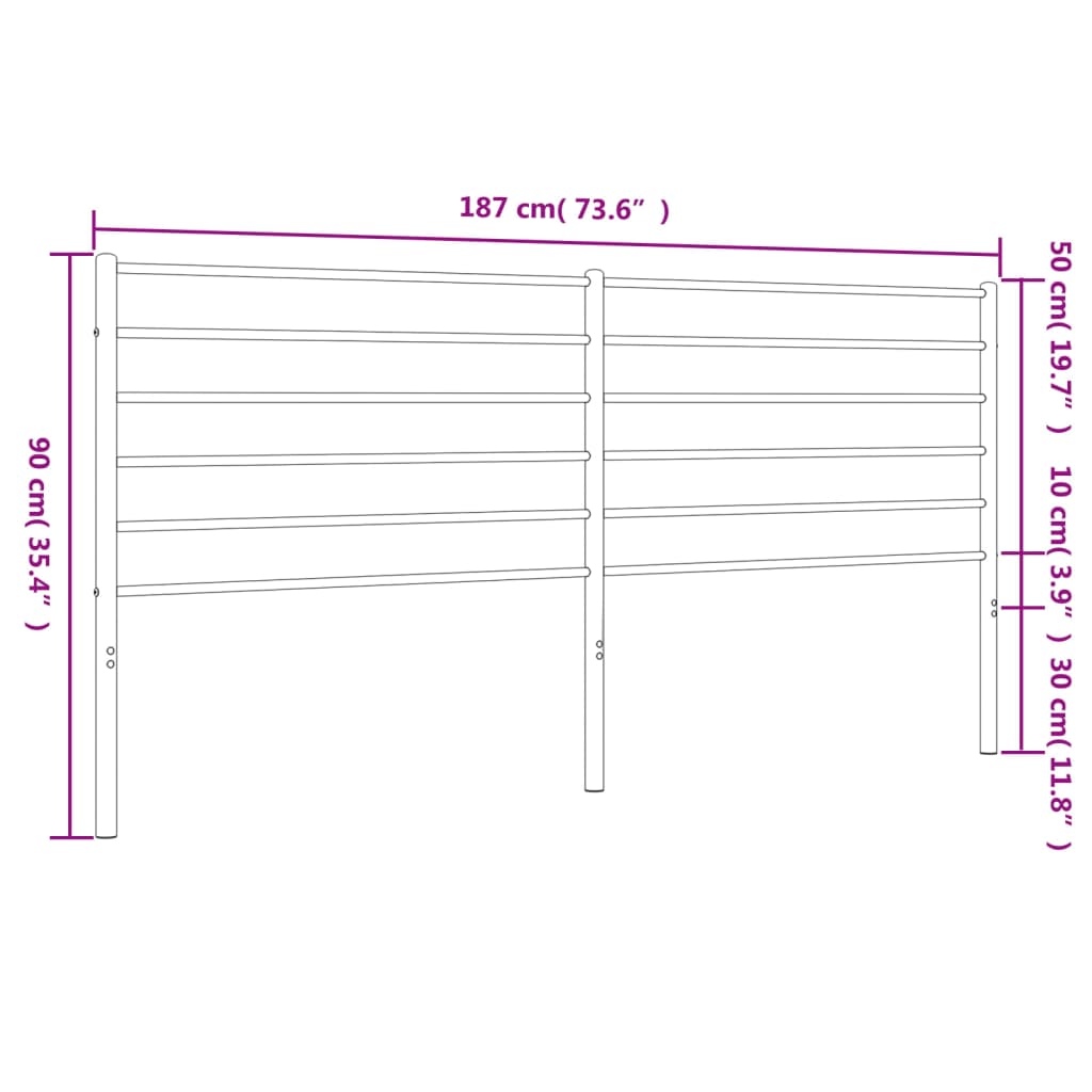 vidaXL Metallinen sängynpääty valkoinen 180 cm