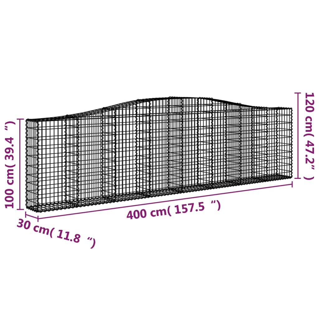 vidaXL Kaarevat kivikorit 4 kpl 400x30x100/120 cm galvanoitu rauta