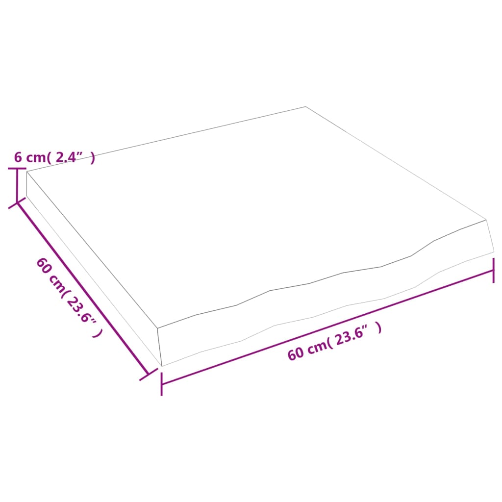 vidaXL Pöytälevy tummanruskea 60x60x(2-6) cm käsitelty täystammi