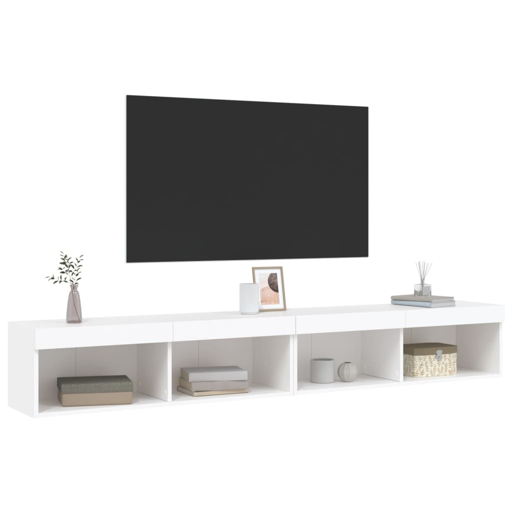 vidaXL TV-tasot LED-valoilla 2 kpl valkoinen 100x30x30 cm