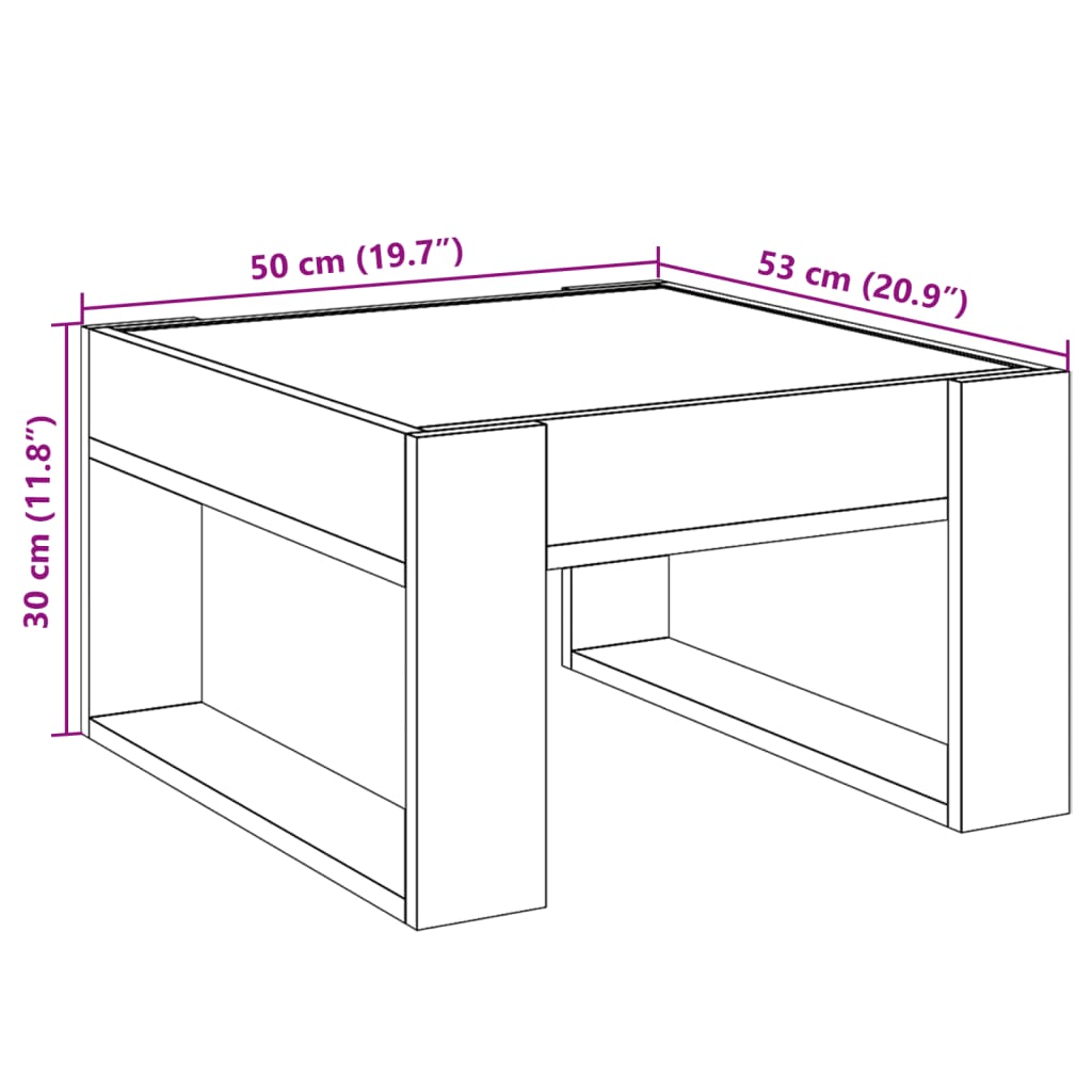 vidaXL sohvapöytä Infinity LED-valoilla harmaa Sonoma 50x53x30 cm