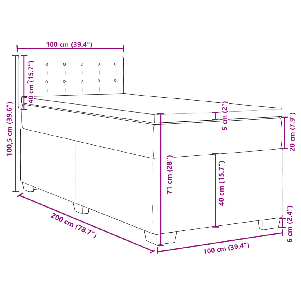 vidaXL Jenkkisänky patjalla musta 100x200 cm sametti