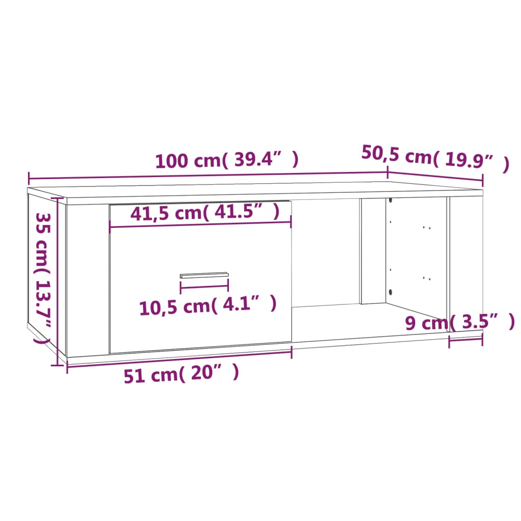 vidaXL Sohvapöytä ruskea tammi 100x50,5x35 cm tekninen puu