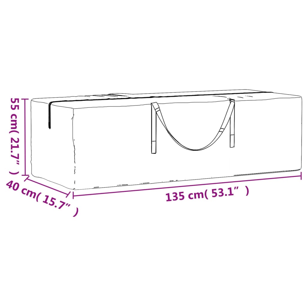 vidaXL Ulkotyynyjen säilytyskassit 2 kpl musta 135x40x55 cm polyeteeni