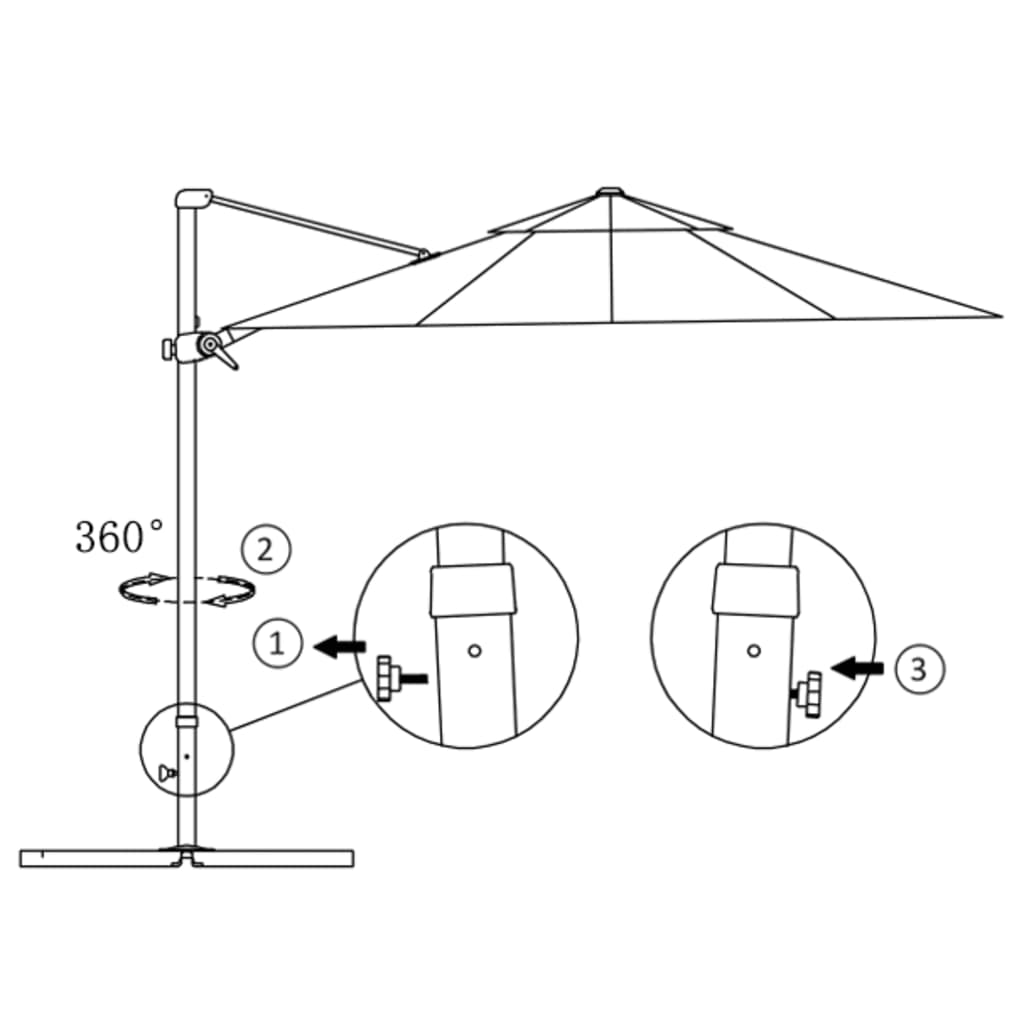 vidaXL Aurinkovarjo cantilever alumiinitolpalla 300 cm taivaansininen