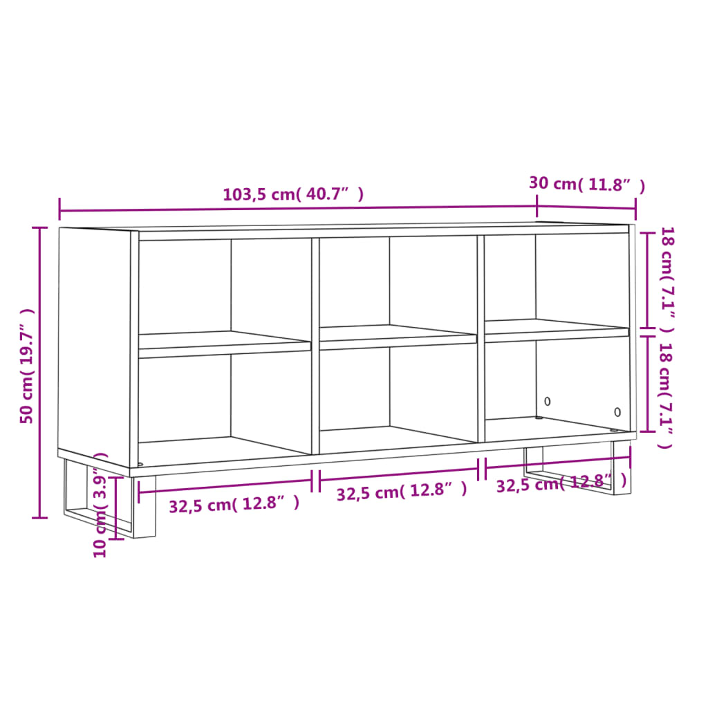 vidaXL TV-taso betoninharmaa 103,5x30x50 cm tekninen puu